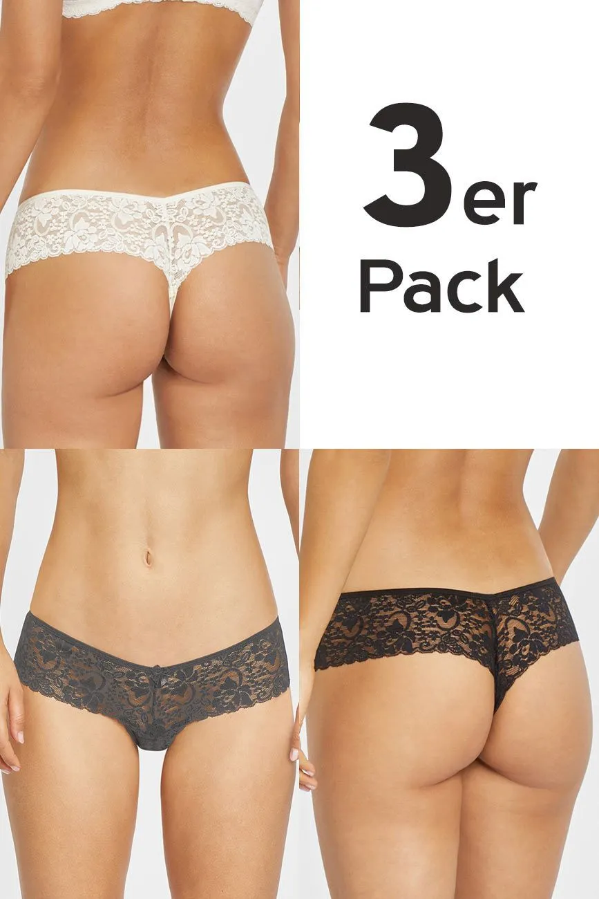 Multipack 3x String (Schwarz/Grau/Creme) Von Lascana