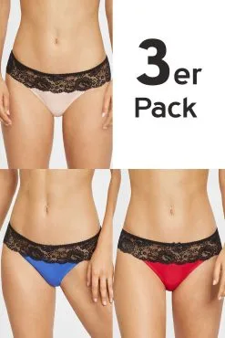 Multipack 3x String (Apricot/Rot/Blau) Von Lascana